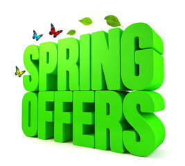 Spring Offers Green 3D Word Isolated with Clipping Paths
