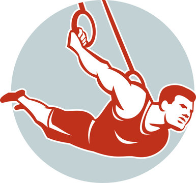 Crossfit Athlete Muscle-Up Gymnastics Ring Retro