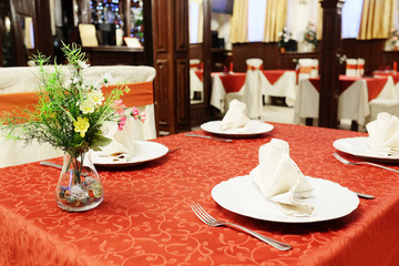 Served table in a restaurant