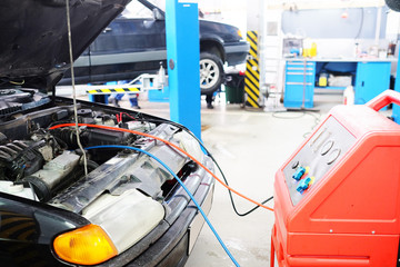 Car battery charging, service station