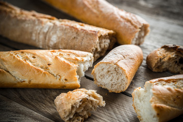baguettes on the wooden background
