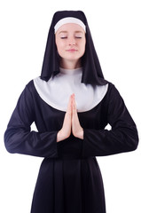 Nun isolated on the white background