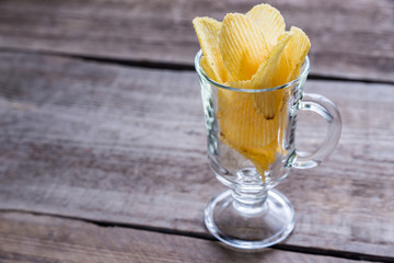 Potato chips in the glass