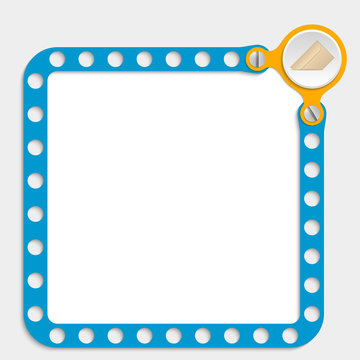 Blue Frame For Any Text With Screws And Envelope