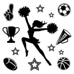 Young cheerleader with associated icons © K3Star