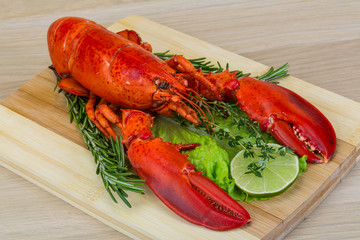 Red boiled lobster