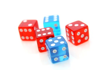 red and blue dices