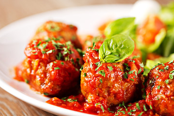 Meatballs with salad