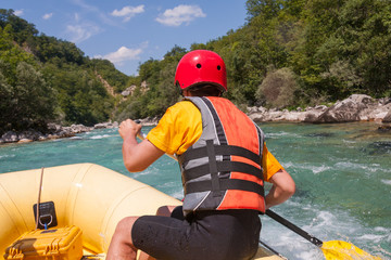 Rafting on the mountain river