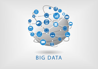 Big data connectivity with globe illustration infographic