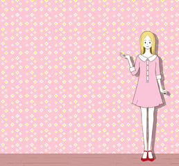 女性　紹介　花柄