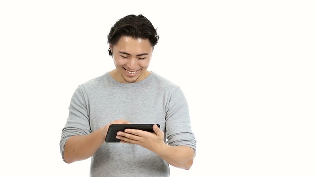 Man focused on his digital tablet
