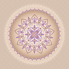 Traditional background of brown-purple color.  Mandala.