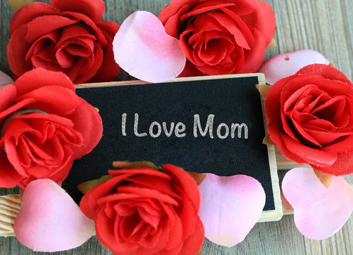 love for mom, message on chalkboard