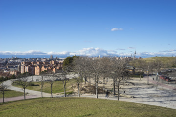 Madrid skyline, views from Tio Pio Park