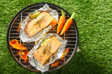 Foto op geborsteld aluminium Grill / Barbecue Gastronomische zomerbarbecue met zeevruchten