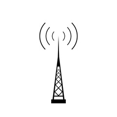 Broadcasting antenna with signal waves on white background.