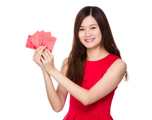 Woman hold with lucky money