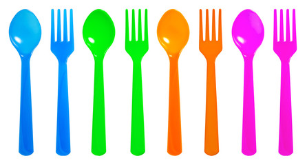 Colourful spoon and fork