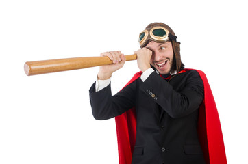 Man wearing red clothing in funny concept