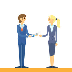 business people talking comunicating flat design