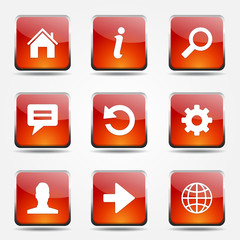 Web Internet Square Vector Orange Icon Design Set