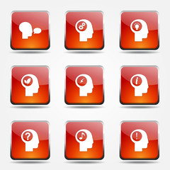 Think Web Internet Square Vector Orange Icon Design Set