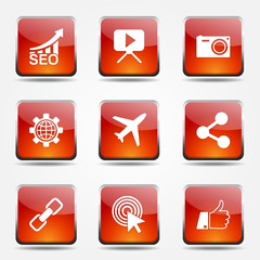 SEO Internet Sign Square Vector Orange Icon Design Set 1