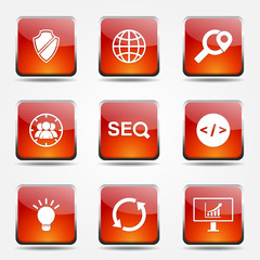 SEO Internet Sign Square Vector Orange Icon Design Set 2