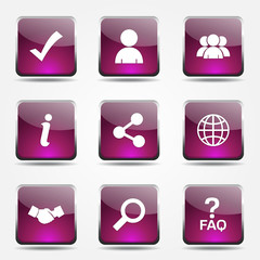 Web Internet Square Vector Pink Icon Design Set 2