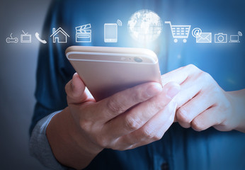 Modern mobile phone in hand