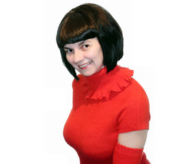 женщина в красном