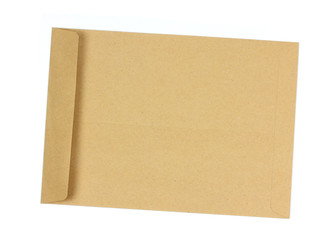 Brown envelope open on a white background.