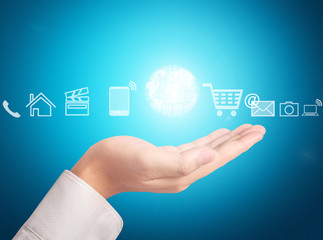 modern social buttons in  hand