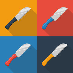 Knifes on color backgrounds. Vector illustration.
