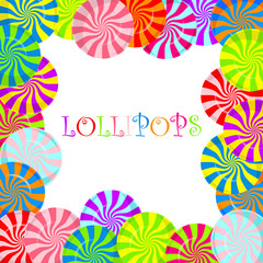 Color lollipops background. Vector illustration.