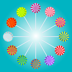 Color lollipops. Vector illustration.