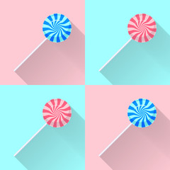 Blue and pink lollipops. Vector illustration.