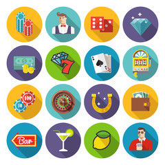Colorful flat vector illustration.  Gambling, casino and poker