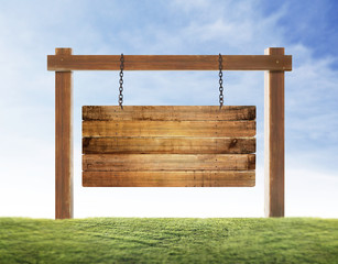 empty wooden sign hanging