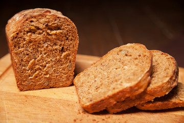 sliced rye bread on the board