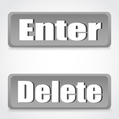Button Enter, delete the gray background with shadow vector