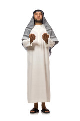 Concept with arab man isolated on white