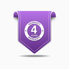 4 Years Warranty Purple Vector Icon Design