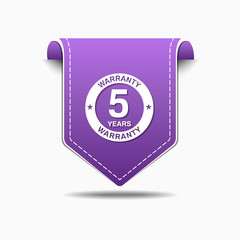 5 Years Warranty Purple Vector Icon Design
