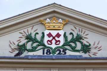 Foto auf Leinwand Coat of arms of Leiden on the Koornbrug © Picture Partners
