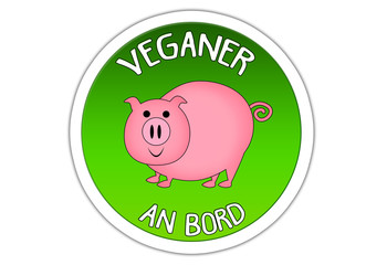 Veganer an Bord - Sticker Grün mit Schwein