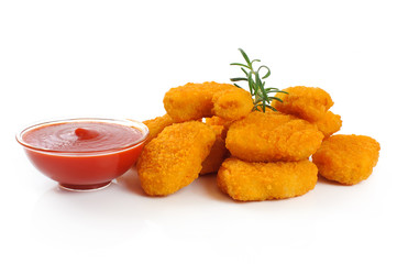Nuggets, ketchup isolated on white background