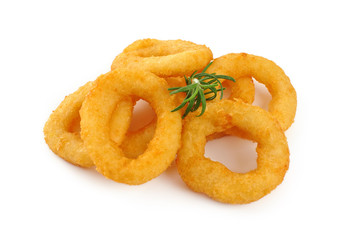 Onion rings isolated on white background