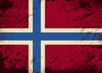 Fototapeta premium Norwegian flag. Grunge background. Vector illustration